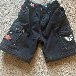Stylish Kids Black Cargo Shorts with Patches
